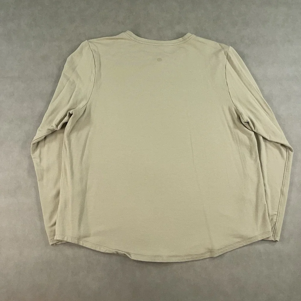 Lululemon Shirt Womens 14 Beige Long Sleeve Curved Hem Relaxed Fit Flowy Stretch